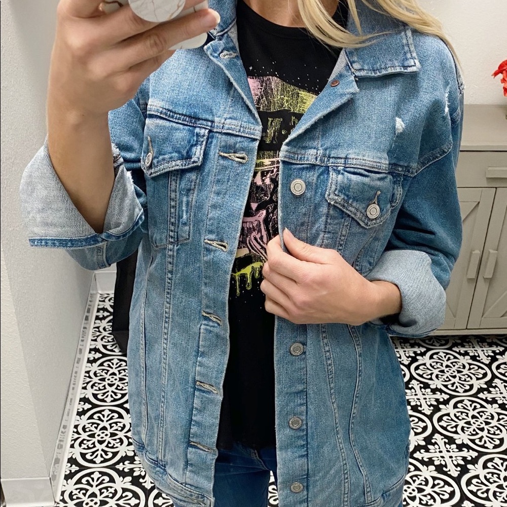 LUCKY BRAND BOYFRIEND FIT DENIM JACKET-LIGHT WASH - Picture 2 of 3